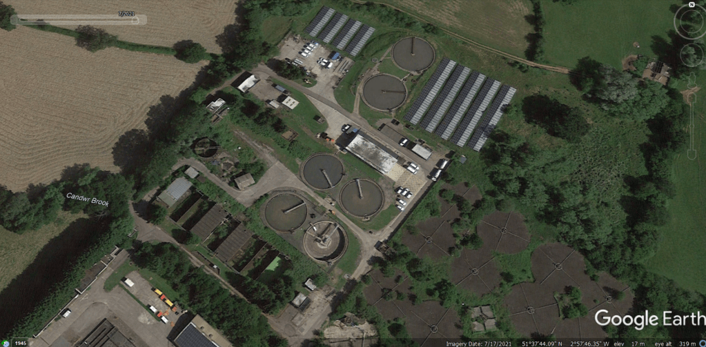 Google Earth image of completed array at Ponthir WWTW